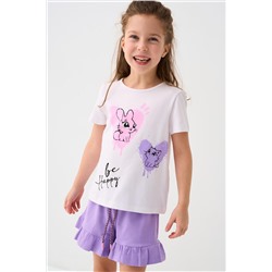 Комплект трикотажный для девочек: фуфайка (футболка), шорты PLAYTODAY, 1240035