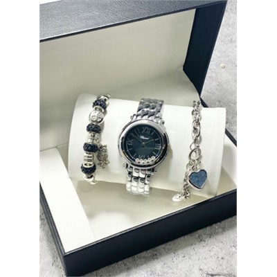 Подарочный набор для женщин часы, 2 браслета + коробка #22853016