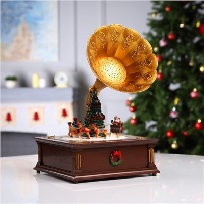 Светодиодная фигура «Рождественский граммофон» 12.5×35.5×15 см, полистоун, от батареек ААх3, USB, свечение мульти