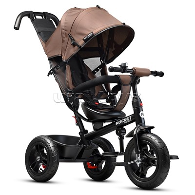 Велосипед трехколесный Rocket 137-BR, колеса надувные 12"/10", цвет коричневый