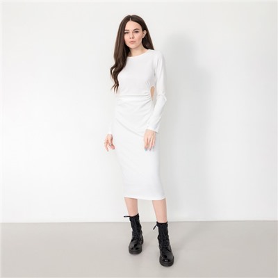 Платье с разрезом миди женское MIST, размер 42, белое