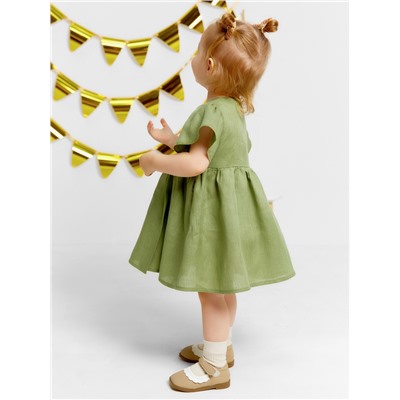 Платье для девочки «Крошка Я» Linen, рост 68-74 см, зелёное