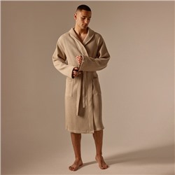 Халат вафельный мужской SL HOME: Basic «Саббиа», размер M, хлопок 100%, коричневый