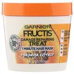 Garnier, Fructis, маска для восстановления поврежденных волос за 1 минуту, с экстрактом папайи, 100 мл