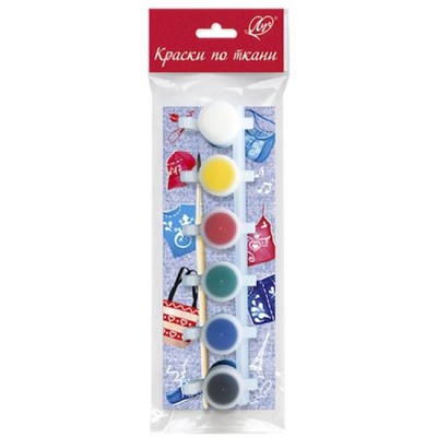 Краски по ткани акриловые 6цв 5мл в блок-таре 32С 2146-08 Луч