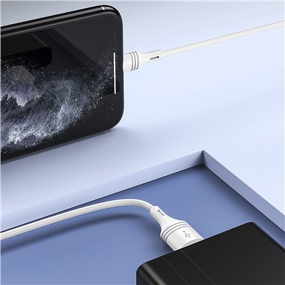 Кабель USB - Apple lightning Borofone BX43 CoolJoy 12W 100см 2,4A  (white)