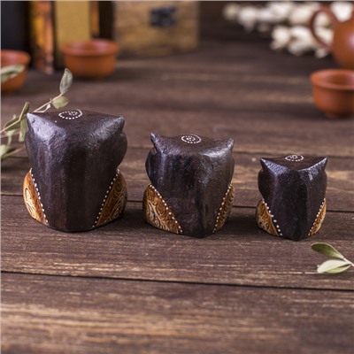 Сувенирный набор «Совы с точечным узором», 3 шт., 6×14×7 см, дерево