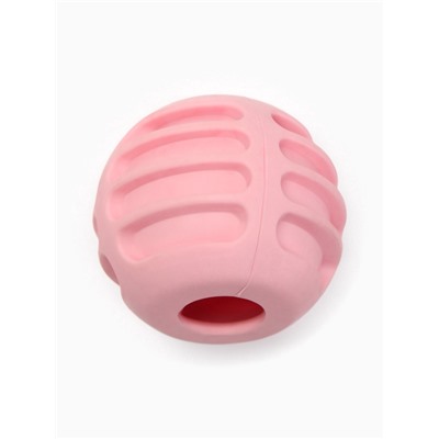 Мяч для собак «Полосатик», 6 см, рифлёный, TPR, розовый
