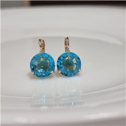 Серьги с кристаллом под Swarovski ювелирная бижутерия коллекция "Дубай" покрытие позолота, вставка: стекло, цвет: голубой, арт.414.686