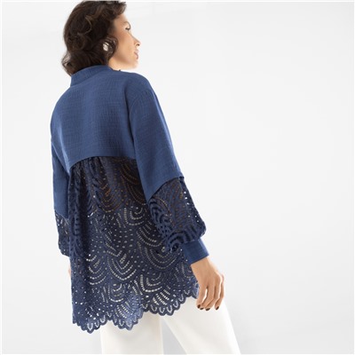 Рубашка с асимметричной драпировкой и кружевом, Дивная смелость (new)