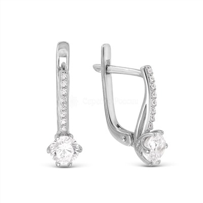 Серьги из серебра с фианитами родированные 925 пробы С-3213-Р