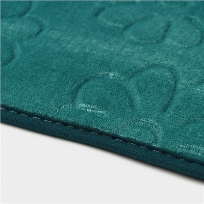 Коврики для ванной и туалета Доляна «Поле», 2 шт., 39×50 см, 50×80 см, зелёные