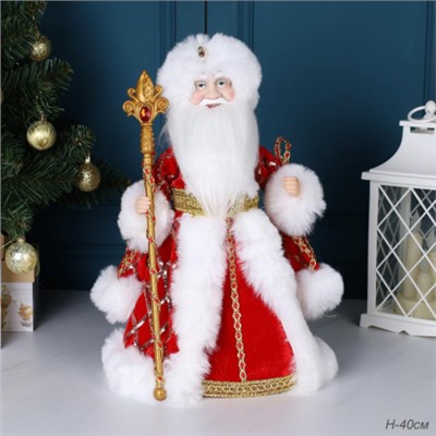 Фигурка Дед Мороз 40 см красный кафтан / 23A14-16 /уп 18/музыкальный