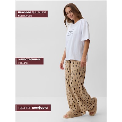 Пижама новогодняя женская (футболка, брюки) KAFTAN «Елки», размер 52-54