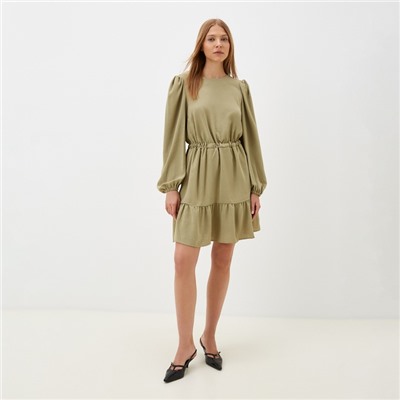 Платье мини женское со сборкой MIST, размер 48, оливковое