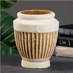 Фигурное кашпо для цветов «Дионисий», 2.5 л, 16×19×16 см, шамот, бежевое