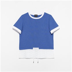 Футболка прямого силуэта, Романтика с перчинкой (синяя)