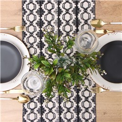 Дорожка на стол Этель 30×180 см, 50% хлопок 50% п/э, бежевая/чёрная