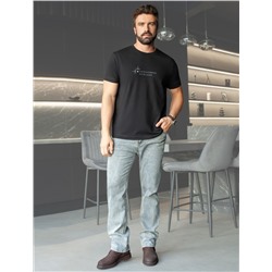 Футболка полуприлегающего кроя с принтом из премиального хлопка