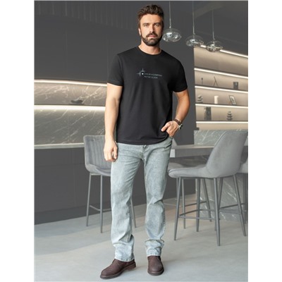 Футболка полуприлегающего кроя с принтом из премиального хлопка