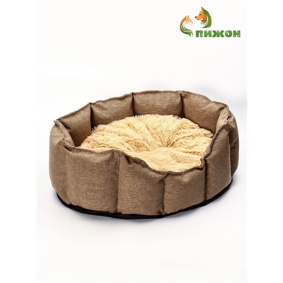 Лежанка для кошек и собак, рогожка, искусственный мех, 65×50×20 см