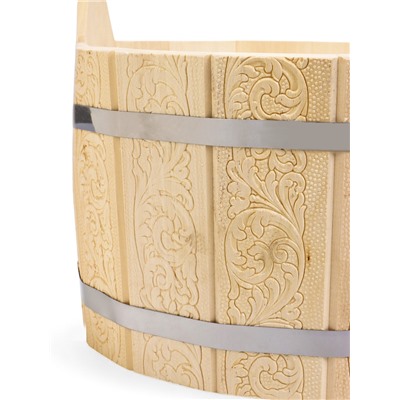 Шайка для бани и сауны «Русский узор», 8 л, деревянная, пластиковая вставка, «Добропаровъ»