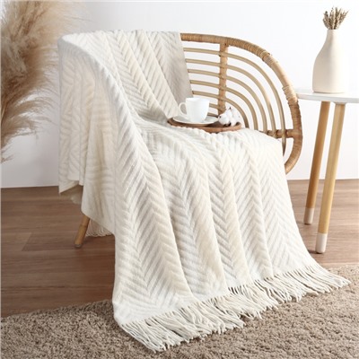 Плед «Этель» Soft, 130×170 см, 100% акрил, белый