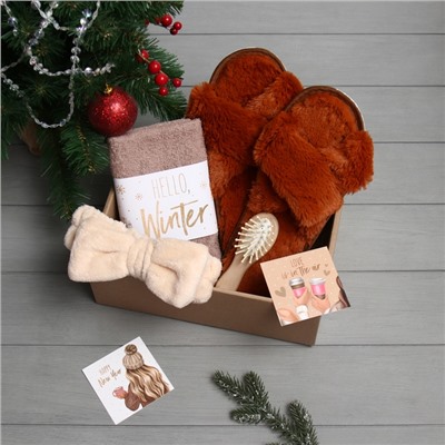 Набор подарочный Этель «Новый год: Hello winter» полотенце 30×60 см и аксессуары