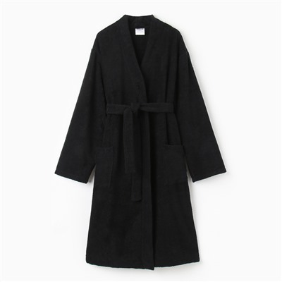 Халат махровый мужской «Экономь и Я», размер 56-58, хлопок 100%, чёрный