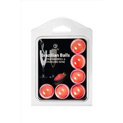 Набор из 6 шариков с массажным маслом Brazilian Balls с ароматом шампанского и клубники