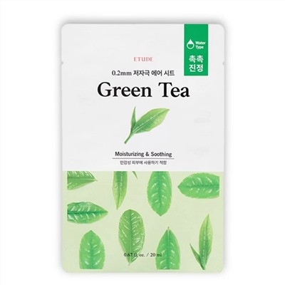 ETUDE Тканевая маска для лица с экстрактом зелёного чая / 0.2 Therapy Air Mask Green Tea, 20 мл 20001