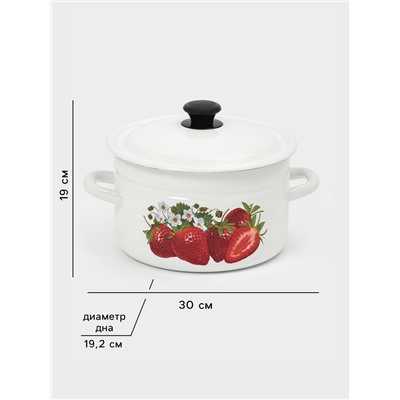 Кастрюля эмалированная, 5 л, d=23.5 см, с крышкой, цилиндрическая, белая