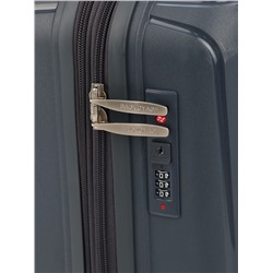 УЦЕНКА Чемодан 20", PP, 38*22*56, отд на молнии, код замок, 4 колеса, серый