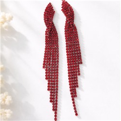 Серьги длинные висячие со стразами "Вечерние", цвет: красный, арт.012.017