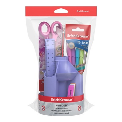 Набор настольный ErichKrause Mini Desk Pastel, 8 предметов, вращающийся, фиолетовый