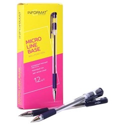Ручка шариковая "MICRO LINE" синяя 0.4мм, грип, игольчатый наконечник IFBPP-04BL inФОРМАТ