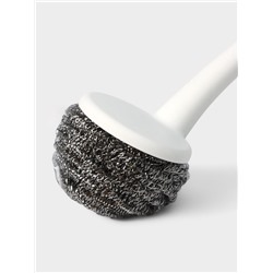 Щётка для мытья посуды с металлической губкой Raccoon Breeze, удобная ручка, 30×6 см