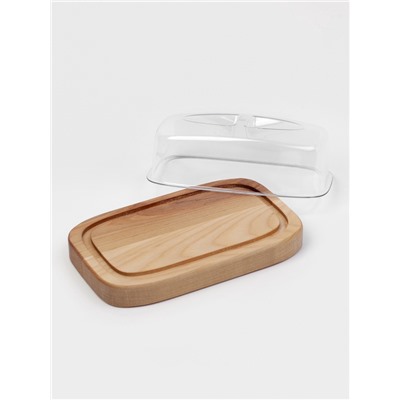 Маслёнка - сырница деревянная с крышкой Adelica, 17×11×6.5 см, берёза