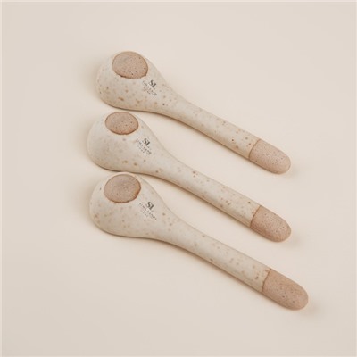Набор чайных ложек SL Home «Виенто», 10.5×2.8 см, 3 шт., керамика, бежевый