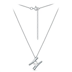 Колье из серебра с культивированным жемчугом и фианитами родированное 241-10-331р