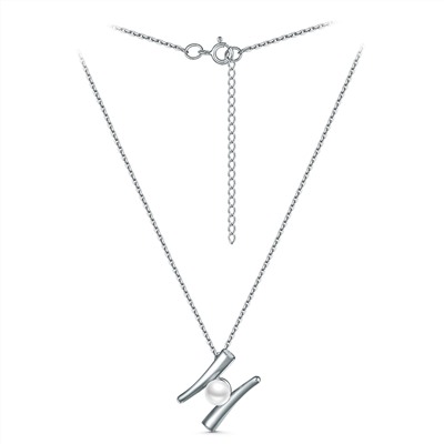 Колье из серебра с культивированным жемчугом и фианитами родированное 241-10-331р