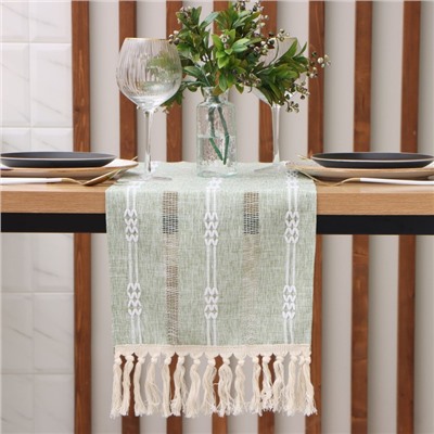 Дорожка на стол «Этель» 30×180 см, зелёная