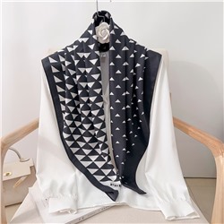 Платок шелковый на голову и шею весенний, мультицвет