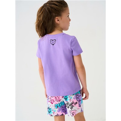 Комплект трикотажный для девочек: фуфайка (футболка), шорты