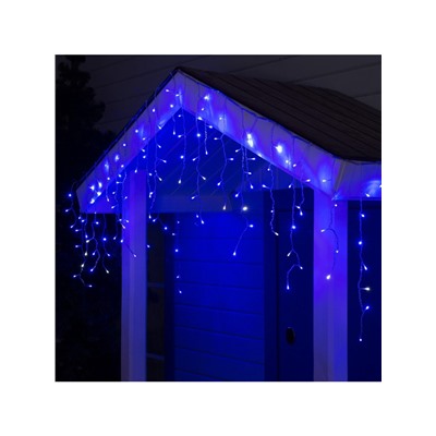 Гирлянда «Бахрома» 3×0.6 м, IP44, УМС, прозрачная нить, 160 LED, свечение синее, мерцание белым, 220 В