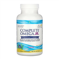 Nordic Naturals, Complete Omega Junior, для детей от 6 до 12 лет, лимон, 180 мини-капсул