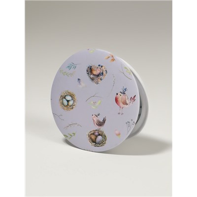 Зеркало складное «Птички», d=7.3 см, с увеличением х2, сиреневое