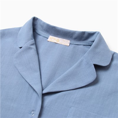 Пижама женская (рубашка, брюки) KAFTAN Basic, размер 52-54, голубая