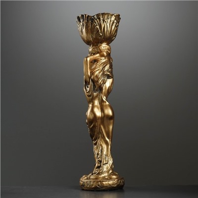 Фигура из гипса «Девушка с кашпо на голове», 21×21×80 см, 1.5 л, цвет бронза