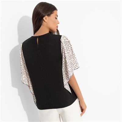 Блуза с дизайнерскими рукавами, Значение моды (черная)